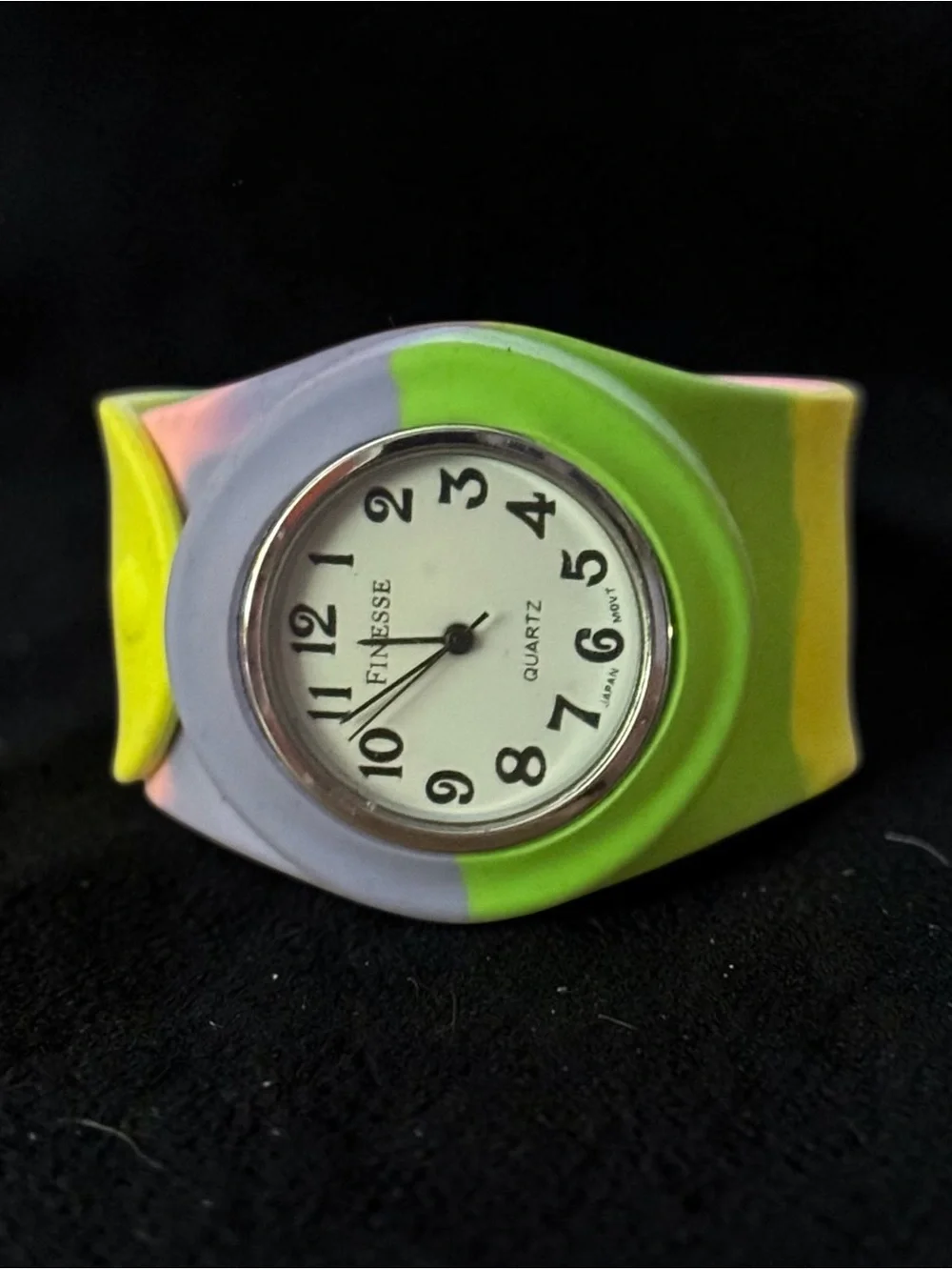 Finesse multicolor silicone slap band analog watch